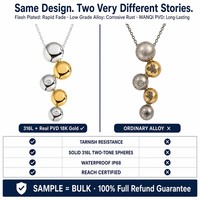 Collier pendentif délicat bicolore plaqué or 18 carats en acier inoxydable, sans ternissement, prêt à être expédié, vente en gros pour femmes