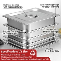 Amerikaanse stijl commerciële self-service Gastronorm GN pan van roestvrij staal 201, milieuvriendelijk modern design, 1/2 formaat voor het serveren van voedsel