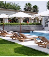 Chaise longue de jardin en teck réglable sans accoudoirs pour hôtel, piscine, plage, mobilier de salon de jardin