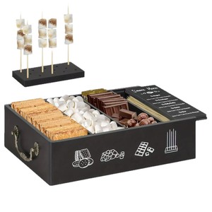 Wooden <b>Storage</b> <b>Box</b> 18L Compartmentalized With Handle For <b>Camping</b> Picnic Snacks And Beverages - Product Image 5