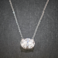 Collier pendentif ovale classique en moissanite blanche GRA pour femme, en argent sterling 925 plaqué rhodium, bijoux de mariage de luxe