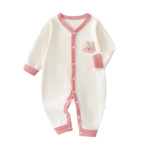 Ropa de bebé unisex de algodón puro para otoño, para recién nacidos, con parche de conejo, mono de manga larga. - Product Image 5
