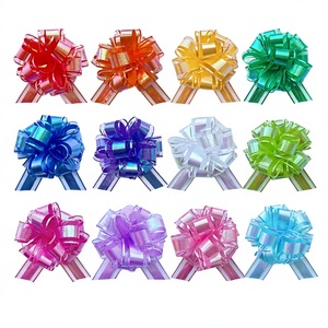 12 nœuds à tirer arc-en-ciel de 6 pouces, grands rubans laser colorés, style moderne classique, en nylon/polyester, pour décoration de fête - Product Image 2