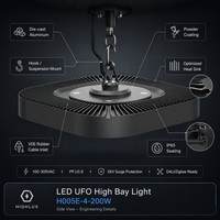 Lumière LED UFO ronde haute puissance 100W 150W 200W IP65 pour entrepôt, atelier, lampe haute puissance