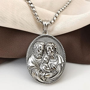 قلادة دينية من الفولاذ المقاوم للصدأ للرجال قلادة أصلية مطلية بالذهب عيار 18 قيراط قلادة مريم العذراء التبشيرية - Product Image 3