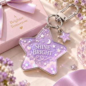 Llavero Acrílico Líquido con Diseño de Luna Brillante y Purpurina, Bonito Recuerdo, Fabricación OEM ODM - Product Image 1