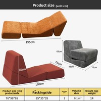 Chaise pliante tatami une place avec housse en polaire, éponge haute densité, conception enroulable sous vide pour salon, balcon et extérieur