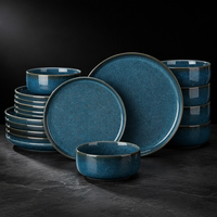 EKA Service de Table 18 Pièces Style Américain en Céramique et Porcelaine Émaillée Réactive de Haute Qualité
