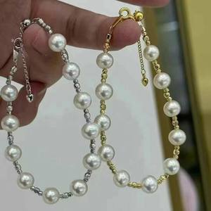 Natural Freshwater Akoya 7-8mm Round Pearl <b>Bracelet</b> with S925 Silver Genuine Fine Jewelry <b>Set</b> - Product Image 3