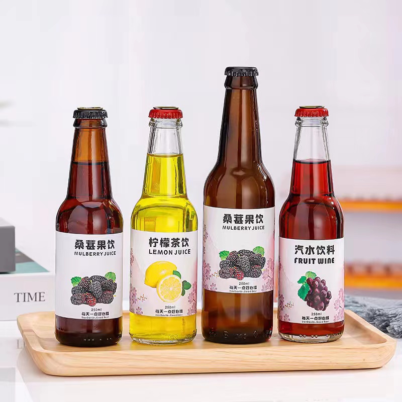 glass bottle for kombucha with crown cap