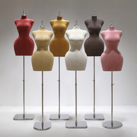 Maniquí de terciopelo de talla grande con forma de medio cuerpo, nuevo estilo, para exhibición de ropa femenina en escaparates de tiendas minoristas