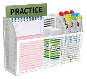 Magnetic Desk <b>Organizer</b> 3 Compartment Metal Mesh Pen Holder for Locker Whiteboard Refrigerator Office Purple - Product Image 4