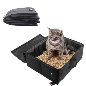 Toilette pliable pour chat en gros, imperméable, en tissu Oxford 600D, bac à litière portable pour chat avec fermeture éclair - Product Image 1