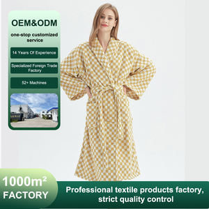 Accappatoio unisex di lusso all'ingrosso con logo personalizzato filato di puro cotone tinto morbido buon assorbimento d'acqua longue robe <span class=keywords><strong>dame</strong></span> - Product Image 3