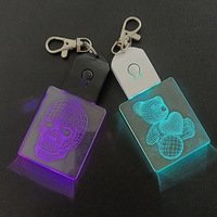 Couleur changeante Logo personnalisé Batterie rechargeable Acrylique LED Porte-clés Lumière avec câble USB