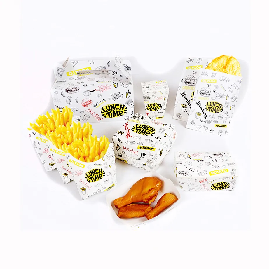 सस्ते कीमत फास्ट फूड दूर ले फ्राइड चिकन पैकेजिंग बक्से कस्टम मुद्रित बक्से बर्गर