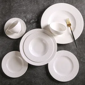 Orcelain-plato plano de porcelana para cena, vajilla redonda de 7-12 pulgadas, para hotel