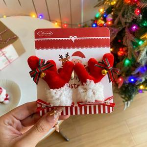 Nuevo Pasador de Pelo con Lazo de Tela con Dibujos Animados Navideños, Campana Roja Mori, Clip Lateral para Niñas, Accesorio para el Cabello Festivo, Fresco y Dulce - Product Image 4