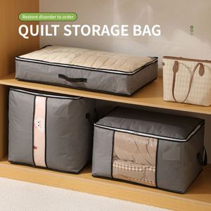 Sac de rangement pour couettes en tissu Oxford de haute qualité, grande capacité, organisateur de vêtements pour la maison, sac de rangement sous le lit avec poignée en PU - Product Image 4