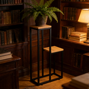 Support de plantes classique <span class=keywords><strong>en</strong></span> fer et <span class=keywords><strong>bois</strong></span>, finition thermolaquée, pour intérieur et extérieur, présentoir de fleurs <span class=keywords><strong>sur</strong></span> pied avec <span class=keywords><strong>pieds</strong></span> réglables - Product Image 4