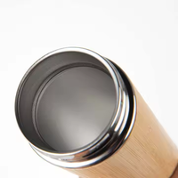 Bouteille Isotherme Personnalisée 500ML en Bois Bambou et Acier Inoxydable avec Tasse, Logo Personnalisé