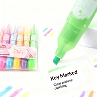 Stylo surligneur pour étudiants, pointe pinceau inclinée, marqueur aquarelle fluorescent 6 couleurs, grande cartouche d'encre