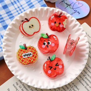 NASNAK Clip transparent en acrylique PP, motif pomme de dessin animé mignon, double face, multi-usage, pour notes, comptes, factures, collations et scellage - Product Image 2