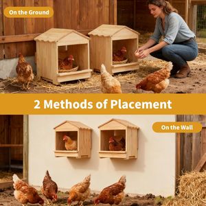 Gallinero de madera 38x32x29cm, casa de alimentación para aves de corral, nido exterior para mascotas - Product Image 4