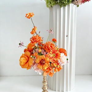 Centros de Mesa Florales en Tonos Rosa Anaranjado, Arreglo de Rosas de Seda Artificial y Hortensias, Decoración para Bodas, Pasillos, Cabinas de Fotos y Eventos - Product Image 4
