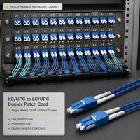Kabel Patch LC/UPC Uniboot Duplex Single Mode Low Insertion Loss High Return Loss Panjang Kustom untuk Stasiun Basis 5G