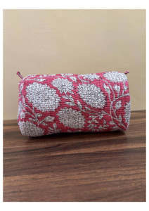 Bolsa de Cosméticos de Color Rosa, Acolchada de Algodón, con Estampado de Letras, Cierre de Cremallera, Ligera, Ecológica, de Pequeña Capacidad, para Viaje - Product Image 2