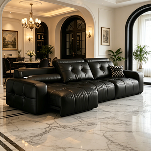 Ensemble de canapés en cuir pour salon, mobilier <span class=keywords><strong>2</strong></span>-en-1 rétractable, luxe moderne, multifonctionnel, canapé-lit sectionnel électrique inclinable - Product Image 2