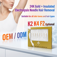 Pièce de rechange originale CE ROHS pour épilation permanente par électrolyse, aiguille isolée en or 24 carats pour soins de la peau et élimination des poils