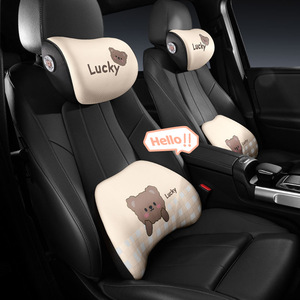 Coussin ergonomique en mousse à mémoire de forme pour appuie-tête et soutien lombaire Lucky Car, pour siège de conduite, paire de coussins - Product Image 3
