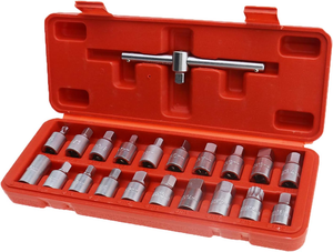 Jeu de clés de <span class=keywords><strong>vidange</strong></span> d'huile 21 pièces, jeu de clés à douille hexagonale carrée de 3/8 pouces - Product Image 1
