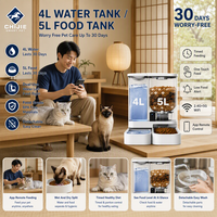 Distributeur automatique de nourriture pour animaux de compagnie moderne avec caméra 2K vision nocturne et réservoirs de 5L pour nourriture/eau pour chiens et chats
