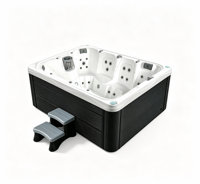 Spa extérieur de luxe en acrylique, 6 places, 1 chaise longue, bain à remous avec système de contrôle Bluetooth