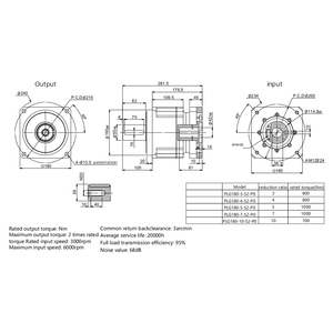Réducteur planétaire à engrenages hélicoïdaux PLG180, rapport de boîte de vitesses 5:1-100:1, moteur à engrenages haute performance, diamètre d'arbre 42mm, 800N.m, 1000N.m - Product Image 5