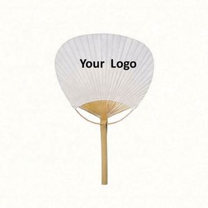 Custom Paper With Logo Printing Bamboo & Raw Paper Fan Wedding Paper Paddle Hand Fan - Product Image 1
