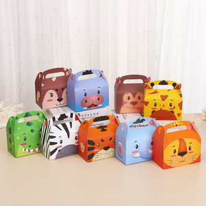 Venta al por mayor buen precio portátil regalo fiesta Favor galleta embalaje animales lindos cajas de <span class=keywords><strong>galletas</strong></span> biodegradables con asa - Product Image 1