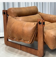 Canapé simple inclinable en cuir rétro OEM, fauteuil de détente convertible pour salon, chambre, balcon, appartement