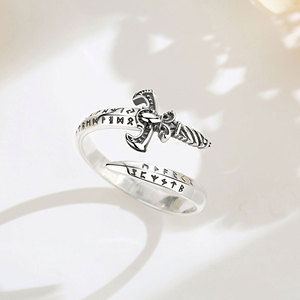 Bagues Merryshine en argent sterling 925, style épée <span class=keywords><strong>viking</strong></span>, épée de chevalier, poignard, amulette de protection simple, bijoux irlandais gothiques punk - Product Image 2