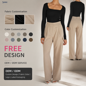 Completo Due Pezzi Estivo da <span class=keywords><strong>Donna</strong></span> in <span class=keywords><strong>Lino</strong></span> e Cotone: Top a Maniche Lunghe con Scollo Quadrato e <span class=keywords><strong>Pantaloni</strong></span> a Vita Alta Plissettati a Gamba Larga - Product Image 1