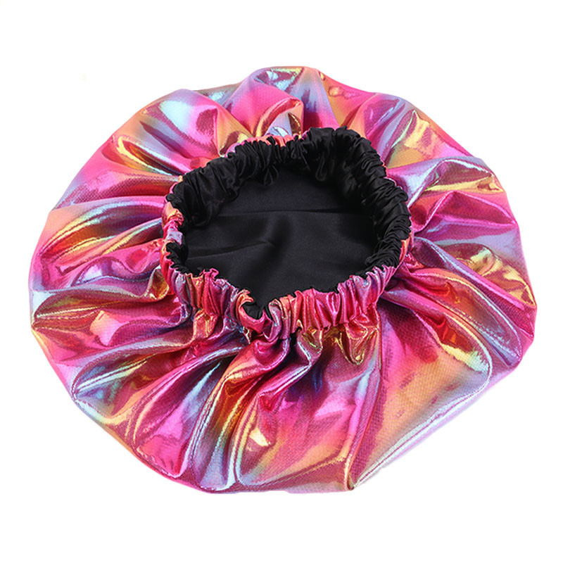Tendance 2021 100% Soie Cheveux Réglable Double Couche Ankara Satin Grande Laser Bonnets Avec Bande Élastique Faible Quantité M