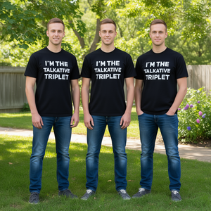 T-shirt promotionnel pour jumeaux jumeaux jumeaux triplets bavards - Product Image 3