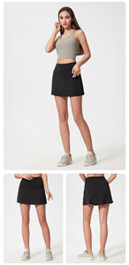 Ingrosso su misura con Logo a vita alta tessuto 2-In-1 pantaloncini da Tennis a pieghe gonne da donna Pickleball con tasca laterale - Product Image 4