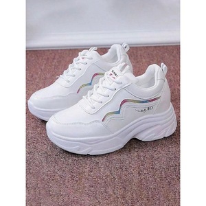 Zapatillas Deportivas de Plataforma con Tacón de Cuña, Transpirables y a la Moda para Mujer, Zapatos de Tenis Cómodos e Informales con Suela Gruesa, Diseño de Lentejuelas Arcoíris - Product Image 2