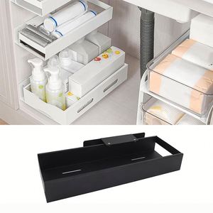 Clear Bathroom <b>Kitchen</b> Cabinet Adjustable Under Sink Organizers and Storage 2 Pack Pull Out Sliding Adjustable <b>Pantry</b> - Product Image 1