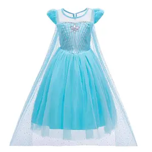 Bestseller Hot Pink 2-10 Jahre alt Kleine Mädchen Elsa Perlen Prinzessin Kleid HCGD-042