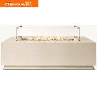 Table de feu carrée matérielle de GFRC extérieure de dernier style pour la cheminée moderne extérieure de gaz naturel pour la villa à la maison d'hôtel.